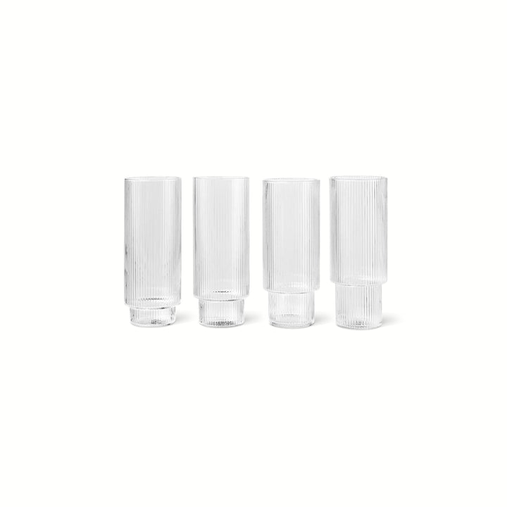 Ripple Long Drink Glasses - Set of 4