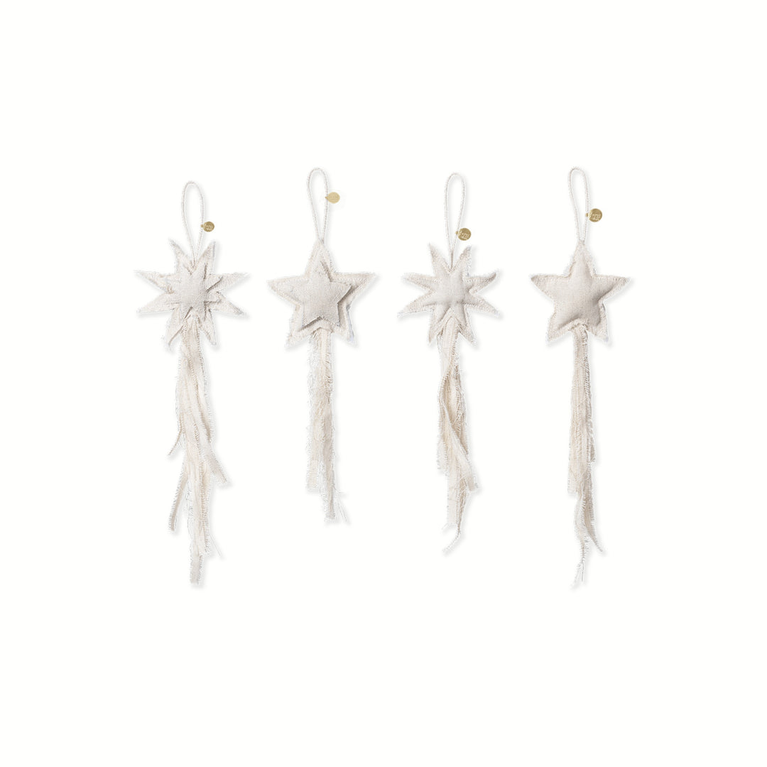 Vela Star Ornaments - Set of 4 - Natural