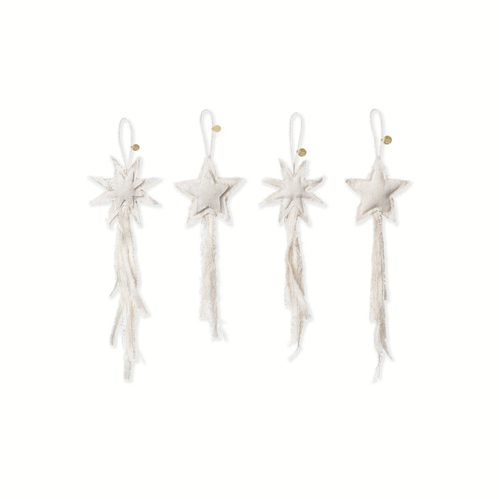 Vela Star Ornaments - Set of 4 - Natural