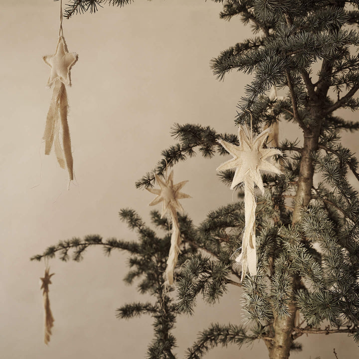 Vela Star Ornaments - Set of 4 - Natural