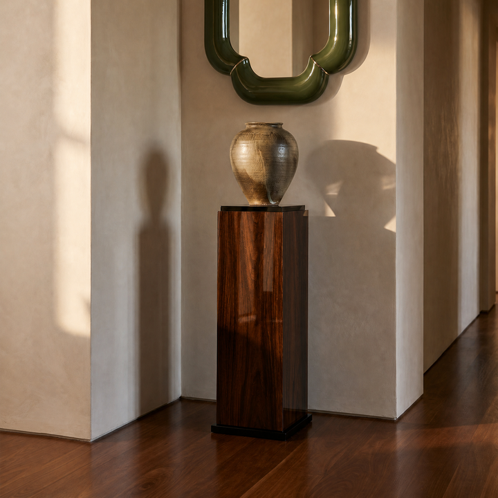 Wood And Black Lacquered Plinth