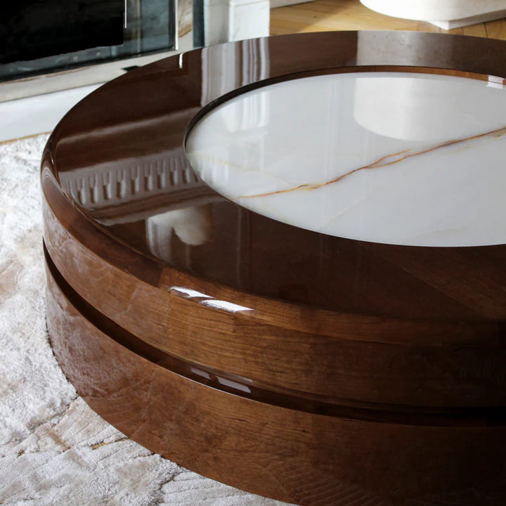 Yoyo Wood and Shell Onyx Coffee Table