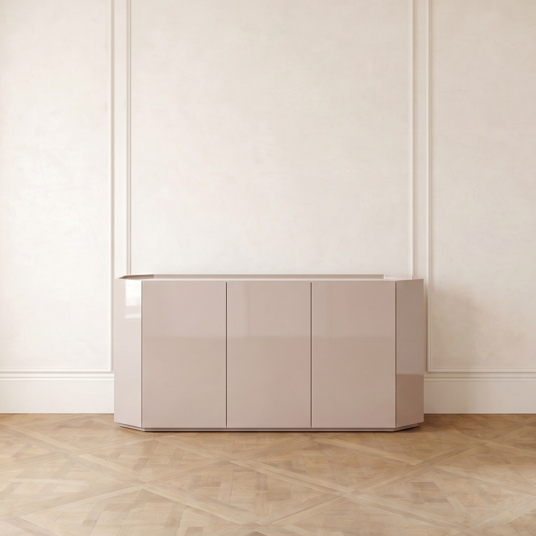 Facet Console Cabinet - Shiitake High Gloss