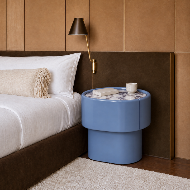 Maris End Table - Misty Blue / Calacatta Viola