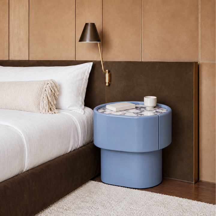 Maris End Table - Misty Blue / Calacatta Viola