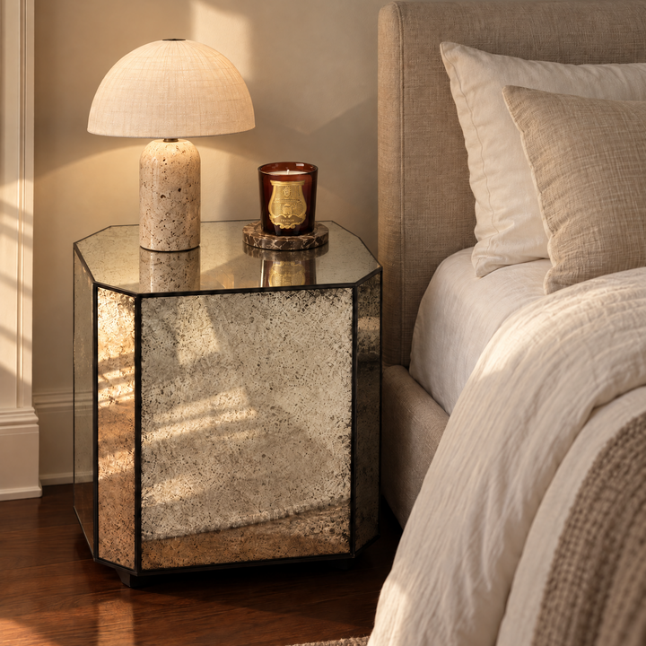 Wrenley Antique Mirror Side Table