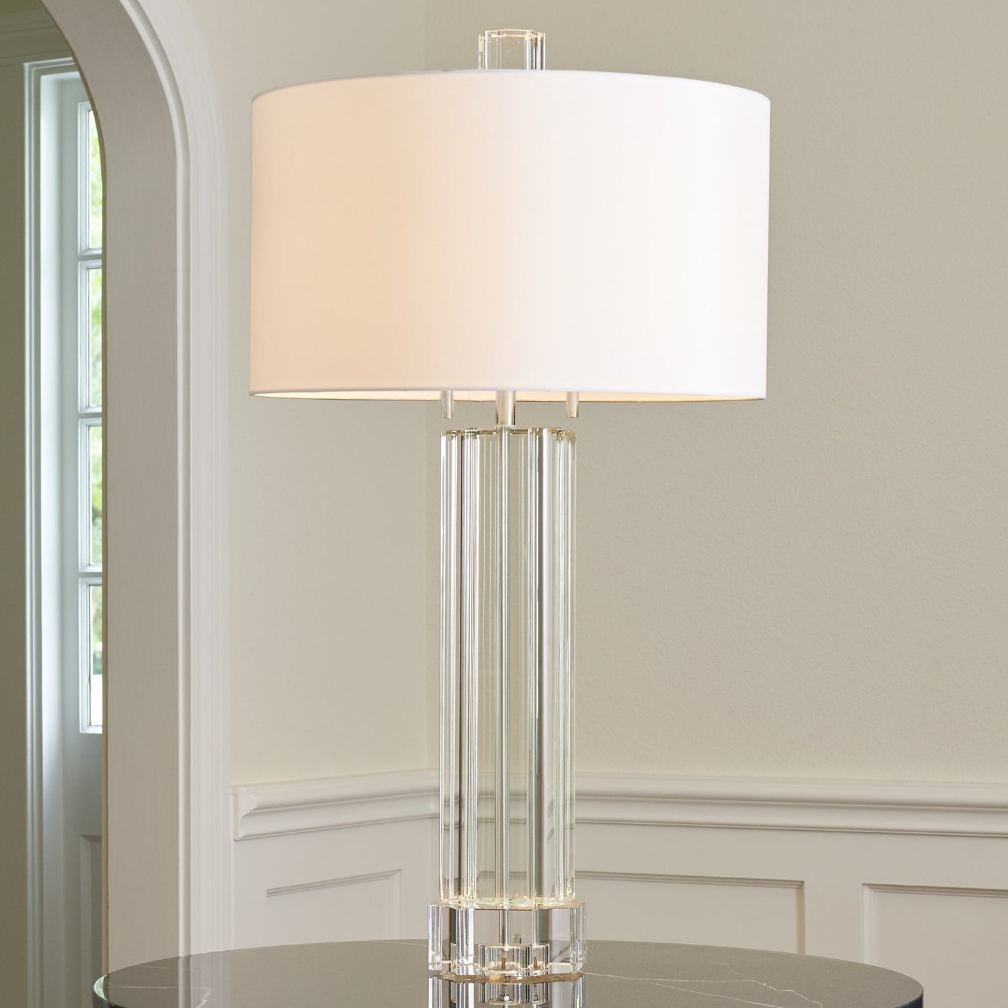 Fluted Crystal Column Table Lamp