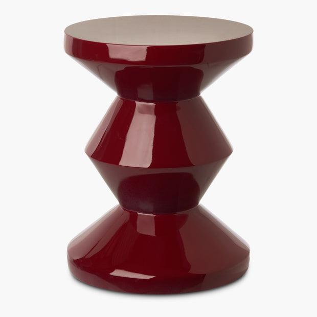 Burgundy Lacquered Accent Stool Zig Zag