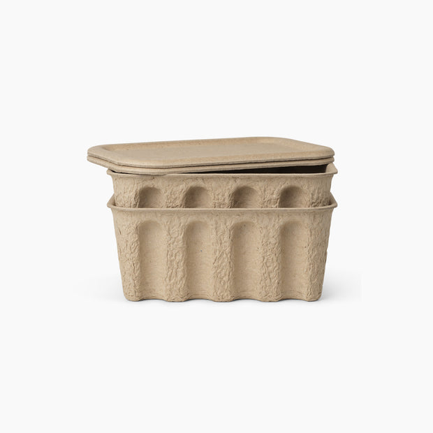 Paper Pulp Box - Set of 2 - Brown