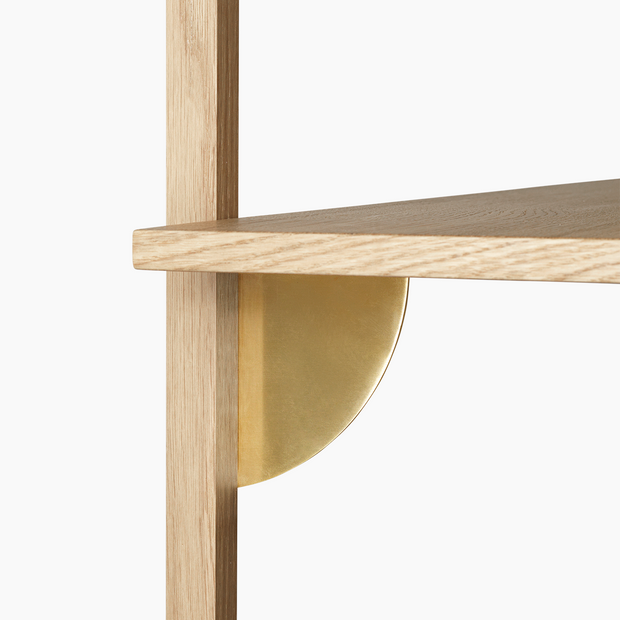 Sector Shelf - Single - Wide - Natural Oak/Brass