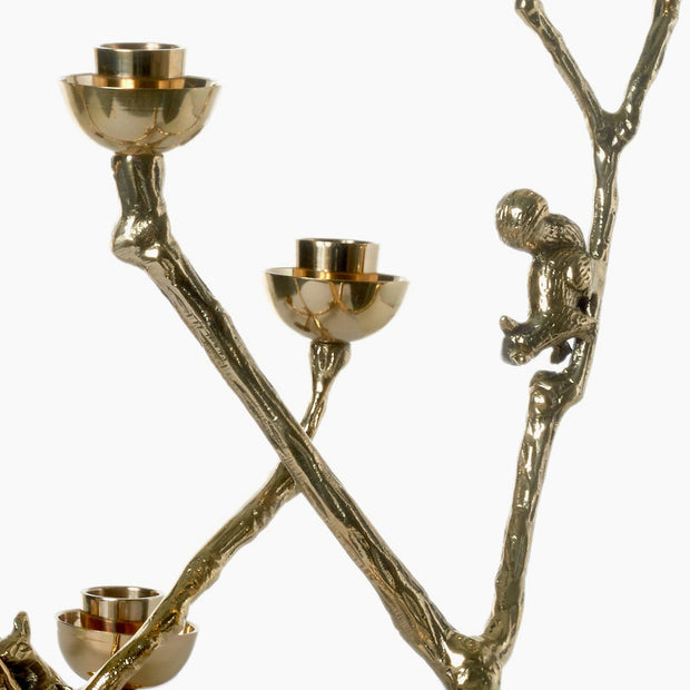 Candle Holder Twiggy With Squirrels Gold