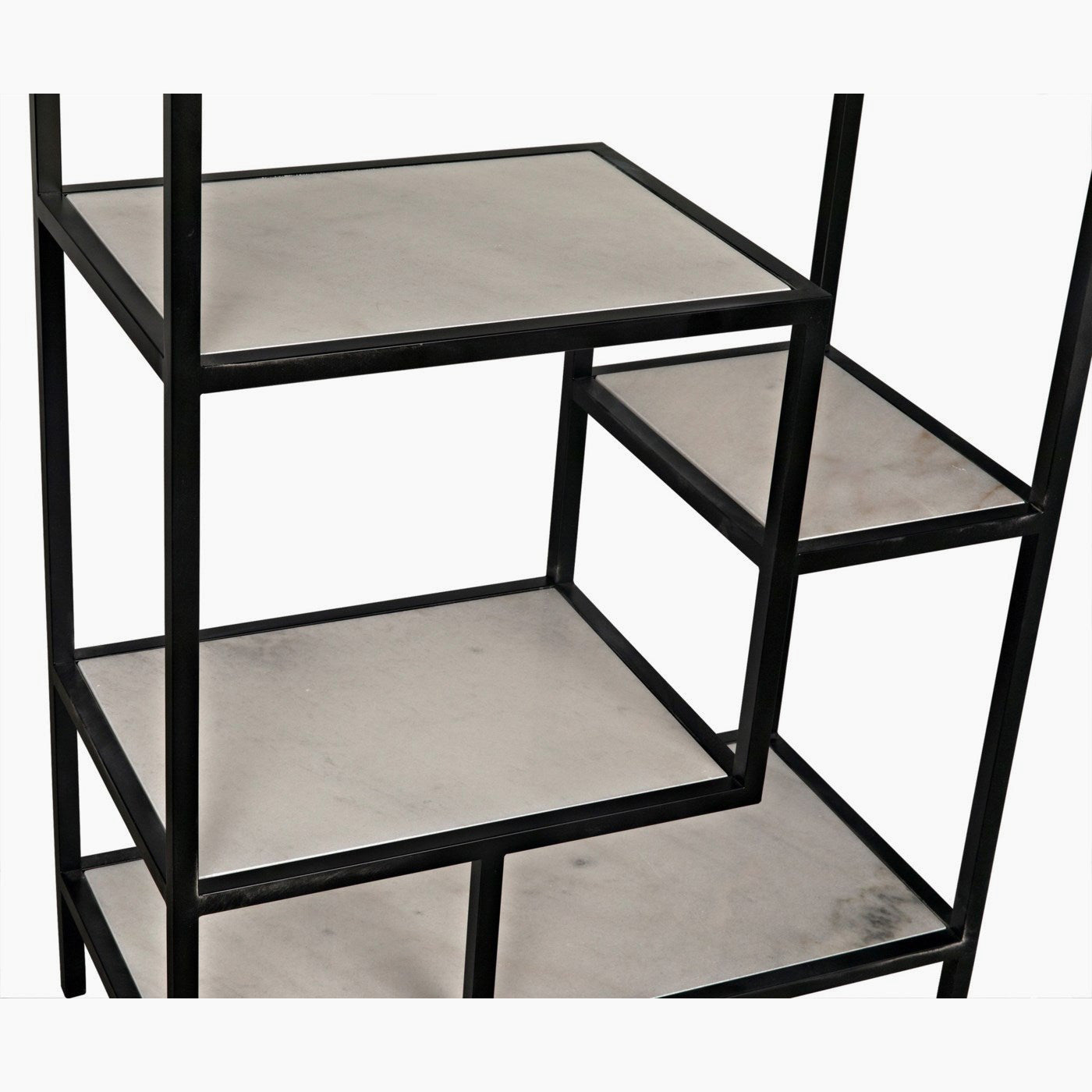 Alana Bookcase, Large, Black Steel with White Marble