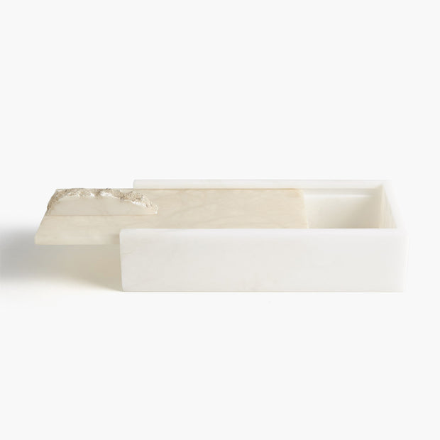 Alabaster Rectangle Box w/Rock Finial freeshipping - Forom