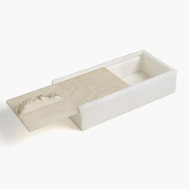 Alabaster Rectangle Box w/Rock Finial freeshipping - Forom