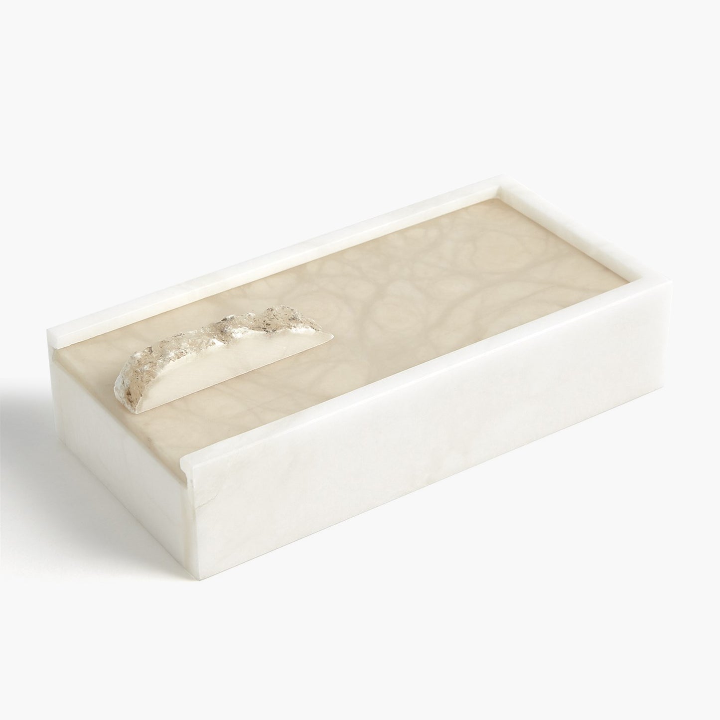 Alabaster Rectangle Box w/Rock Finial freeshipping - Forom