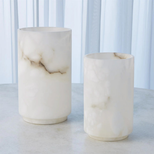 Alabaster Cylinder Vase White
