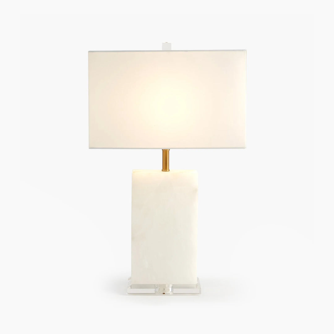Alabaster Rectangular Table Lamp-Brass