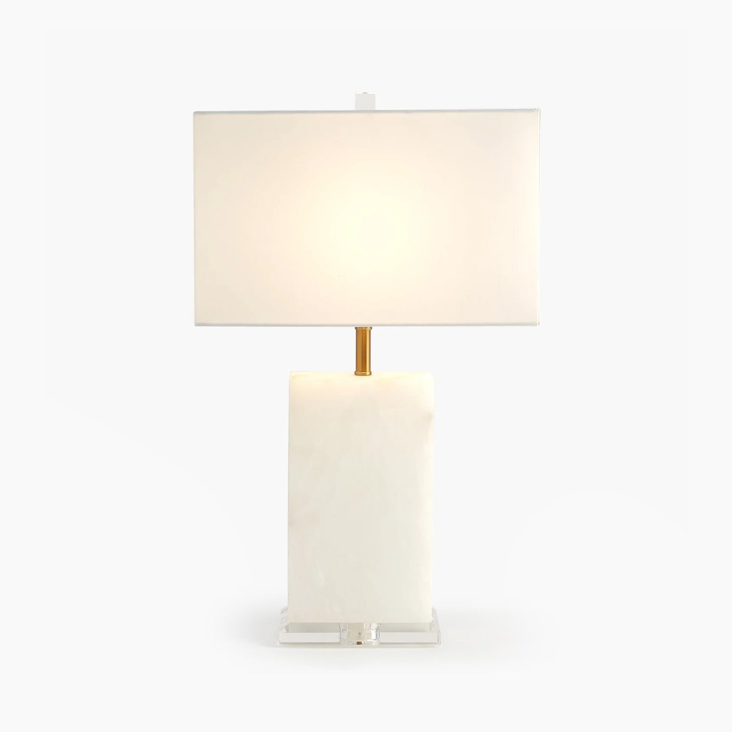 Alabaster Rectangular Table Lamp-Brass