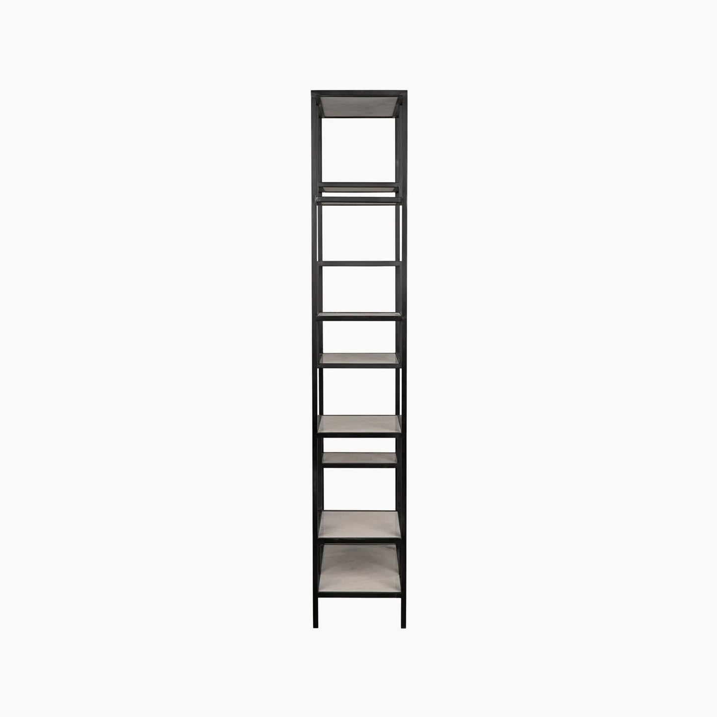 Alana Bookcase, Large, Black Steel with White Marble