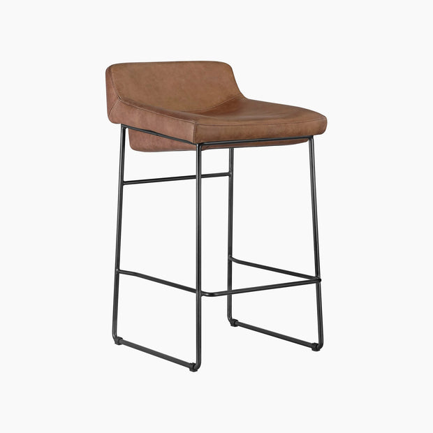 Amro Leather Counter Stool - Set of 2 - Tan