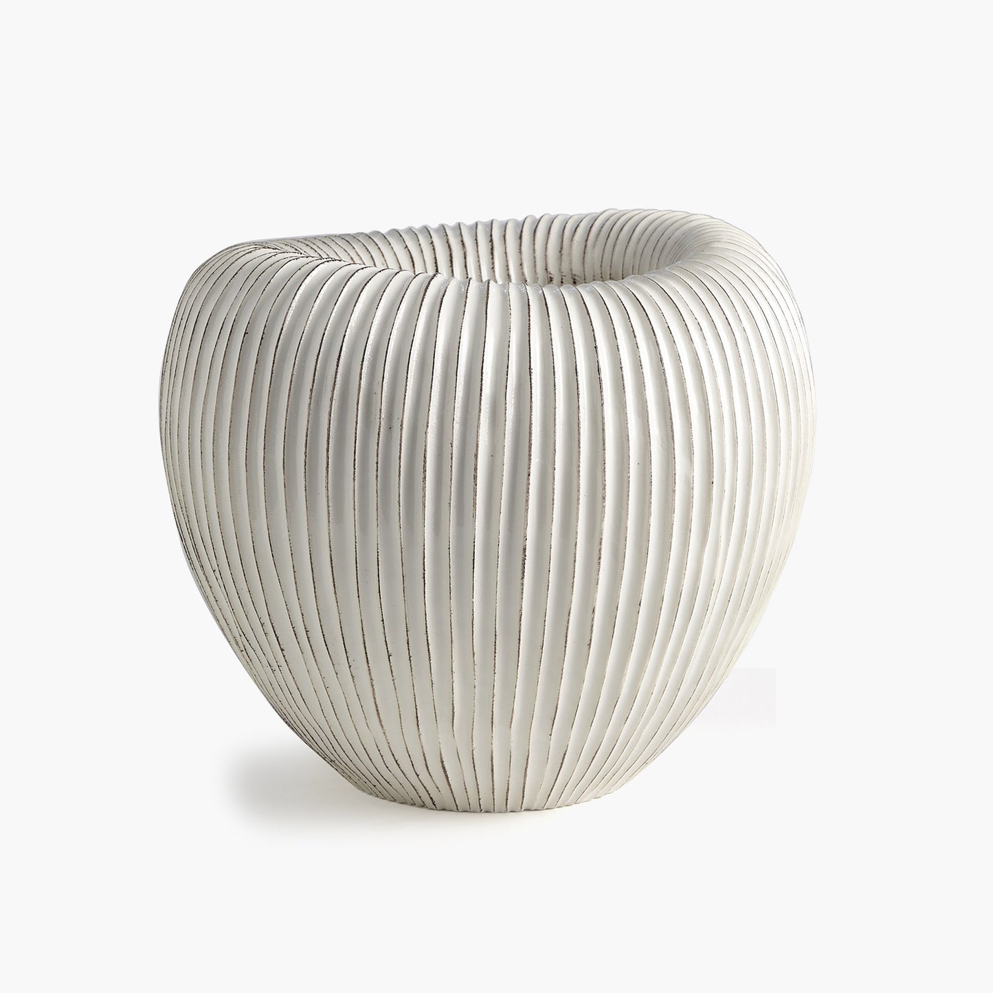Baleen Vase-Ivory w/Brown Edges freeshipping - Forom