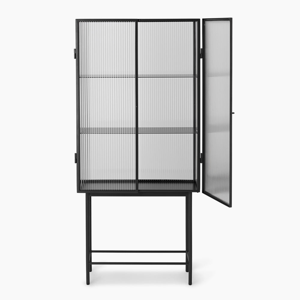 Haze Vitrine - Reeded glass - Black