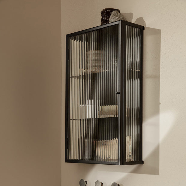 Haze Wall Cabinet - Reeded Glass - Black
