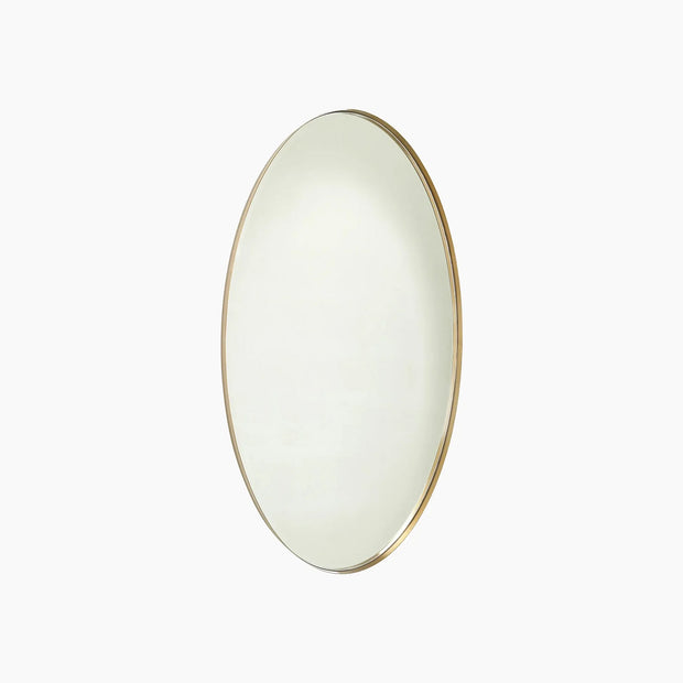 Elongated Oval Mirror - Brass