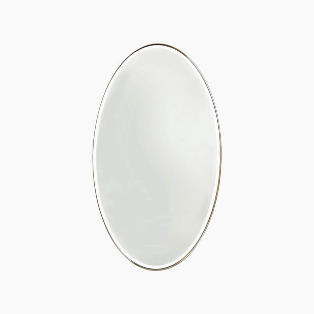 Elongated Oval Mirror - Brass