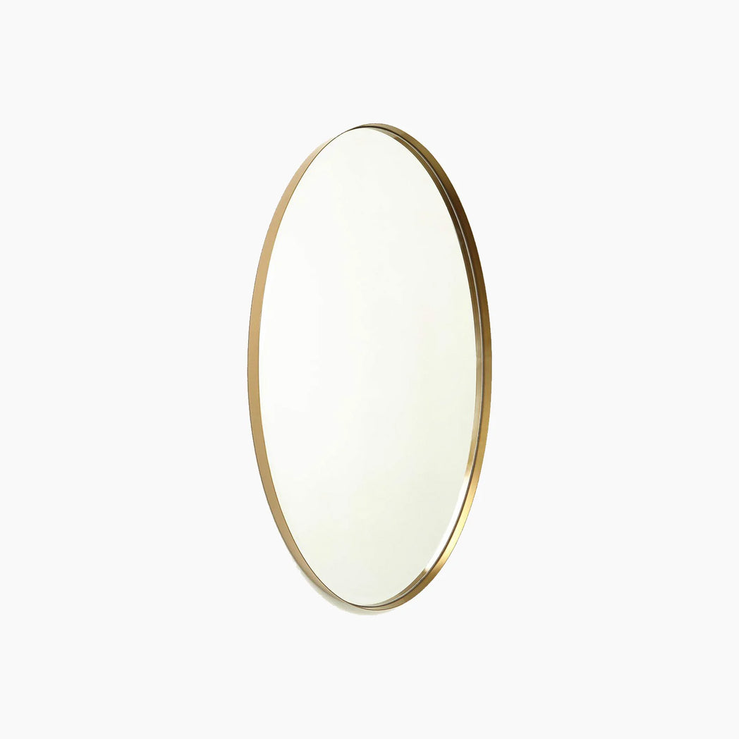 Elongated Oval Mirror - Brass