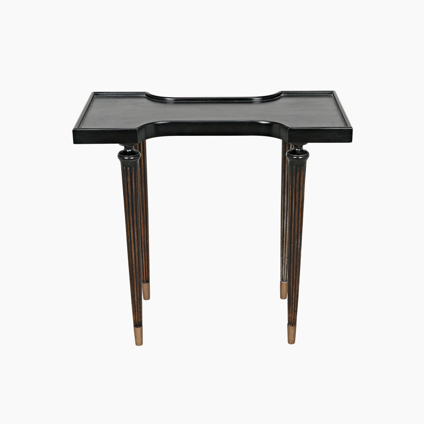 Everleigh Side Table, Hand Rubbed Black with Light Brown Trim