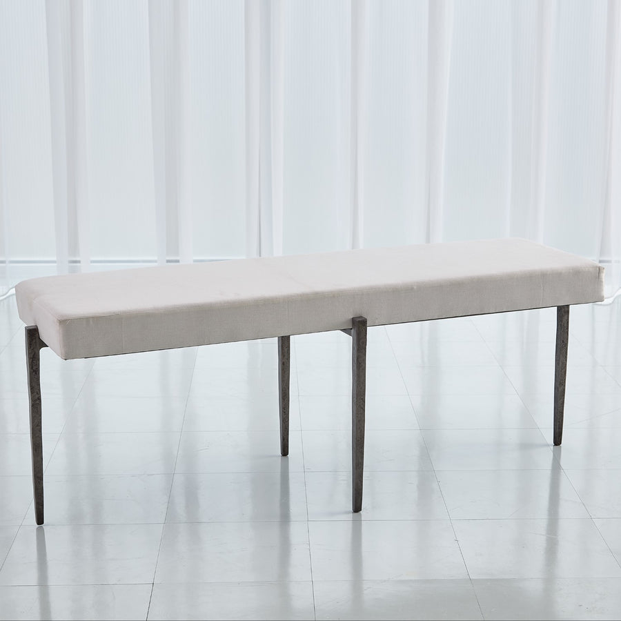 LAFORGE BENCH-NATURAL IRON W/MUSLIN CUSHION freeshipping - Forom