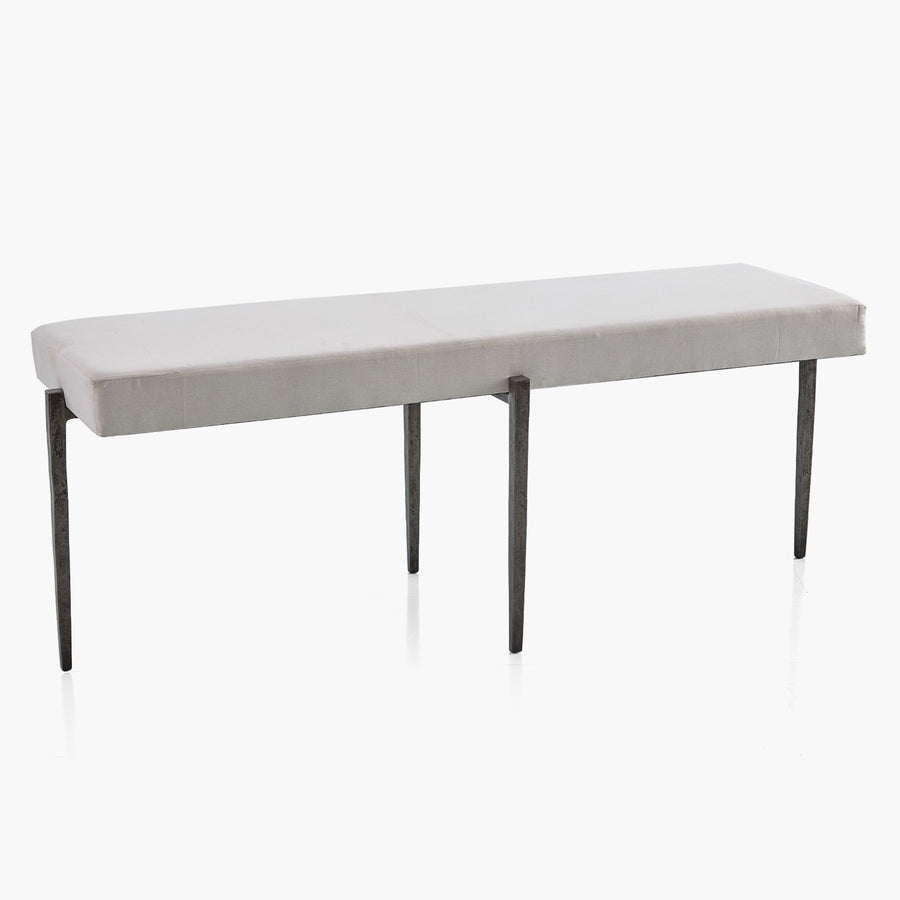 LAFORGE BENCH-NATURAL IRON W/MUSLIN CUSHION freeshipping - Forom