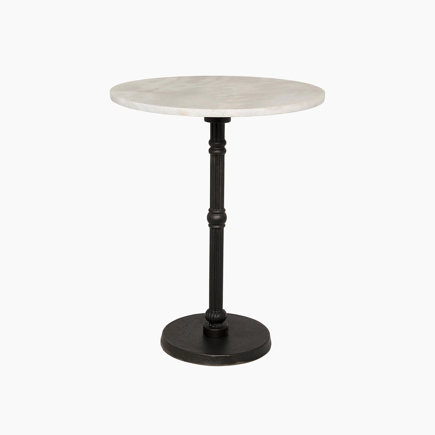Olivia Side Table, Black Steel with White Marble