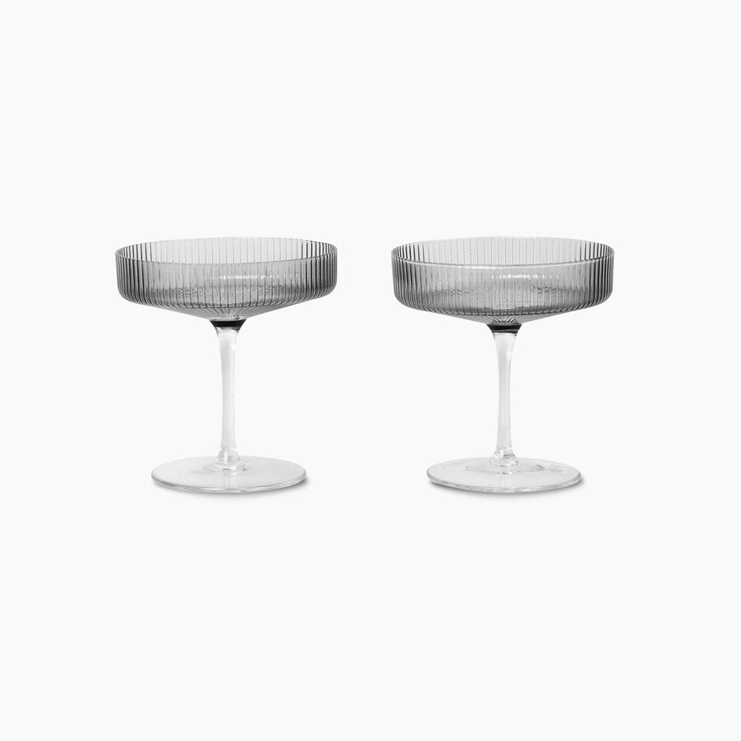 Ripple Champagne Glass Saucers Smoked Grey - Set of 2