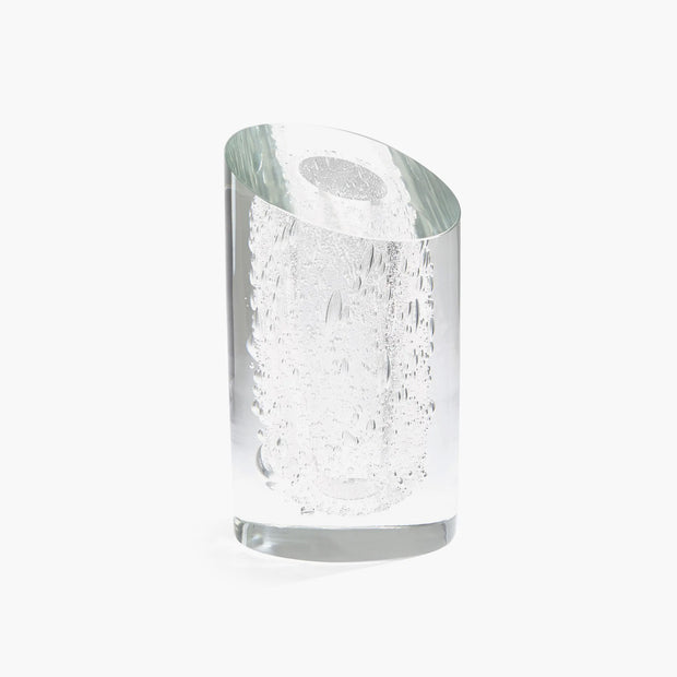 Slant Vase-clear W/bubbles