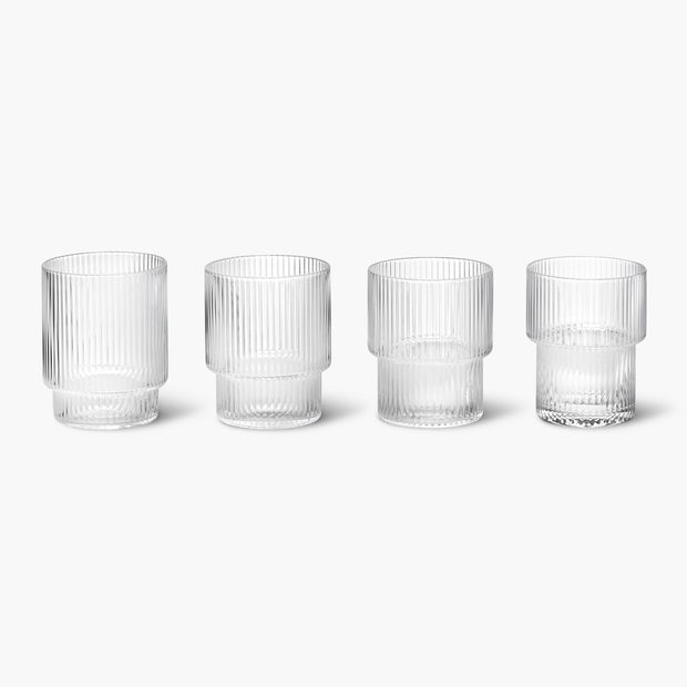 Glass Ripple small, clear glass, set of four
