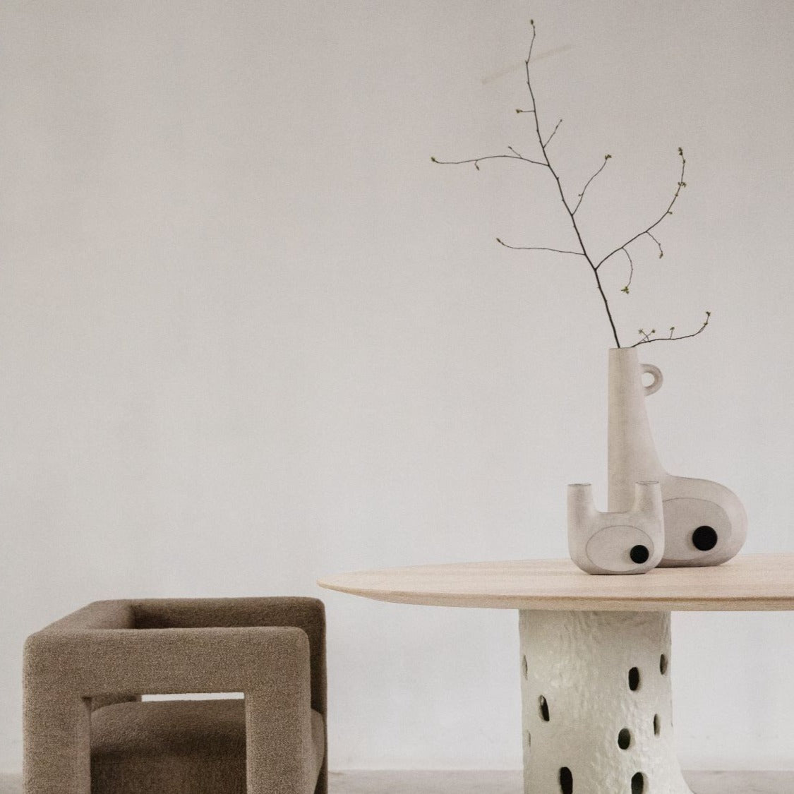 Tall Sculpted Vase Natural